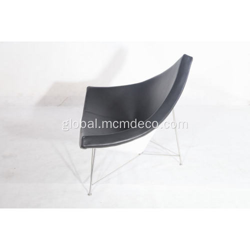 Tufted Chair coconut leather lounge chair in black aniline leather Factory